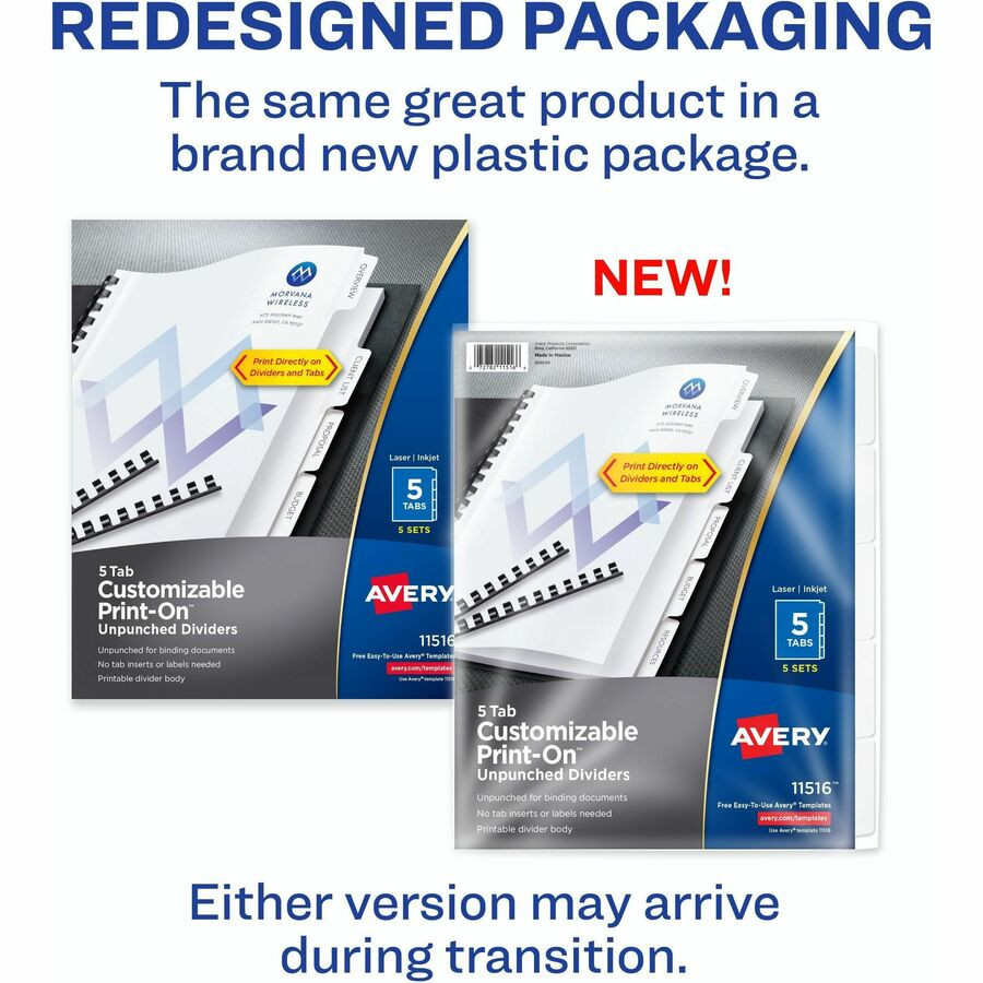 Avery Avery&reg; 11516 Avery&reg; Unpunched Print-On Dividers