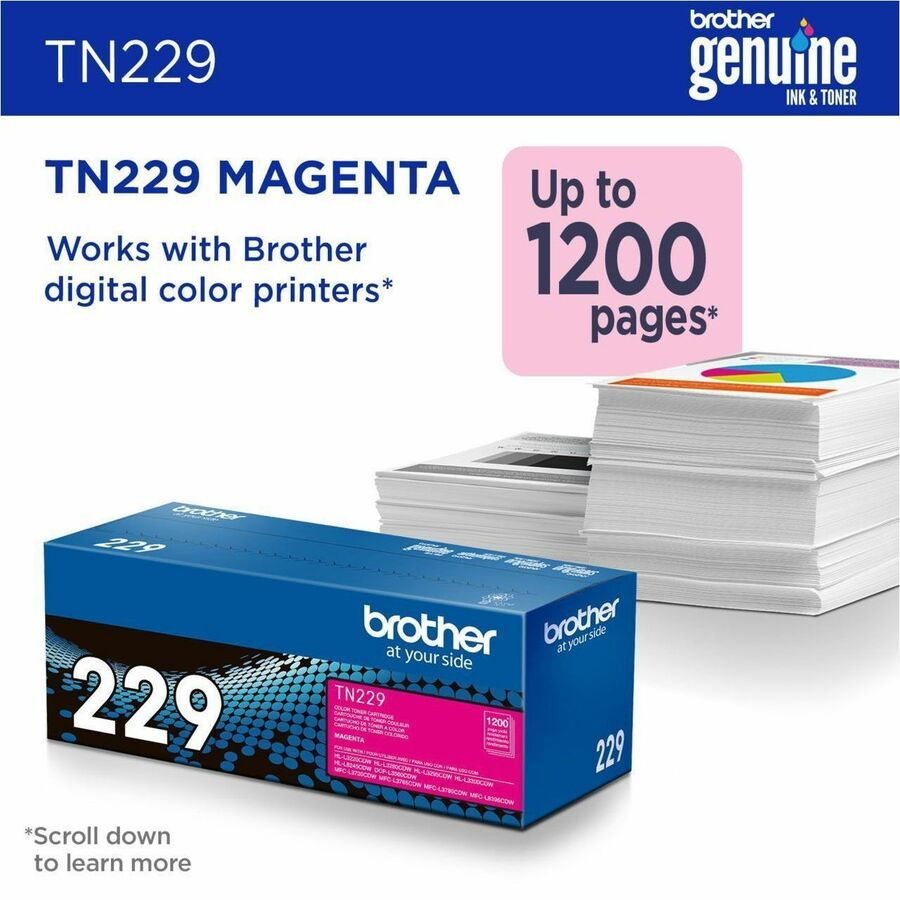 Brother Industries, Ltd Brother TN229M Brother Genuine TN229M Standard Yield Magenta Toner Cartridge