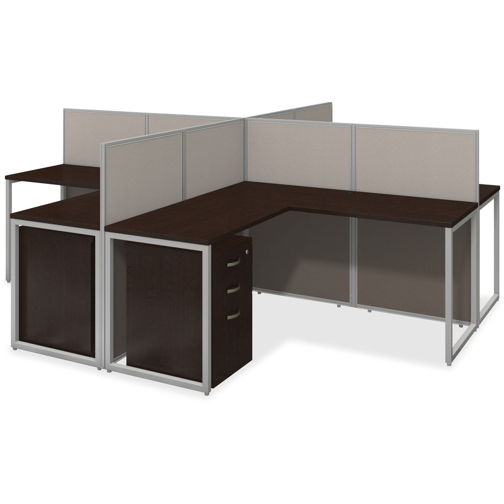Bush Industries, Inc Bush Business Furniture EOD760SMR-03K Bush Business Furniture Easy Office 60W 4 Person L Desk Open Office w/3-Drawer Pedestlas