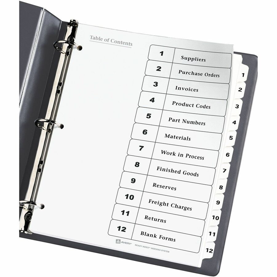 Avery Avery&reg; 11140 Avery&reg; Ready Index&reg; Table of Content Dividers for Laser and Inkjet Printers, 12 tabs