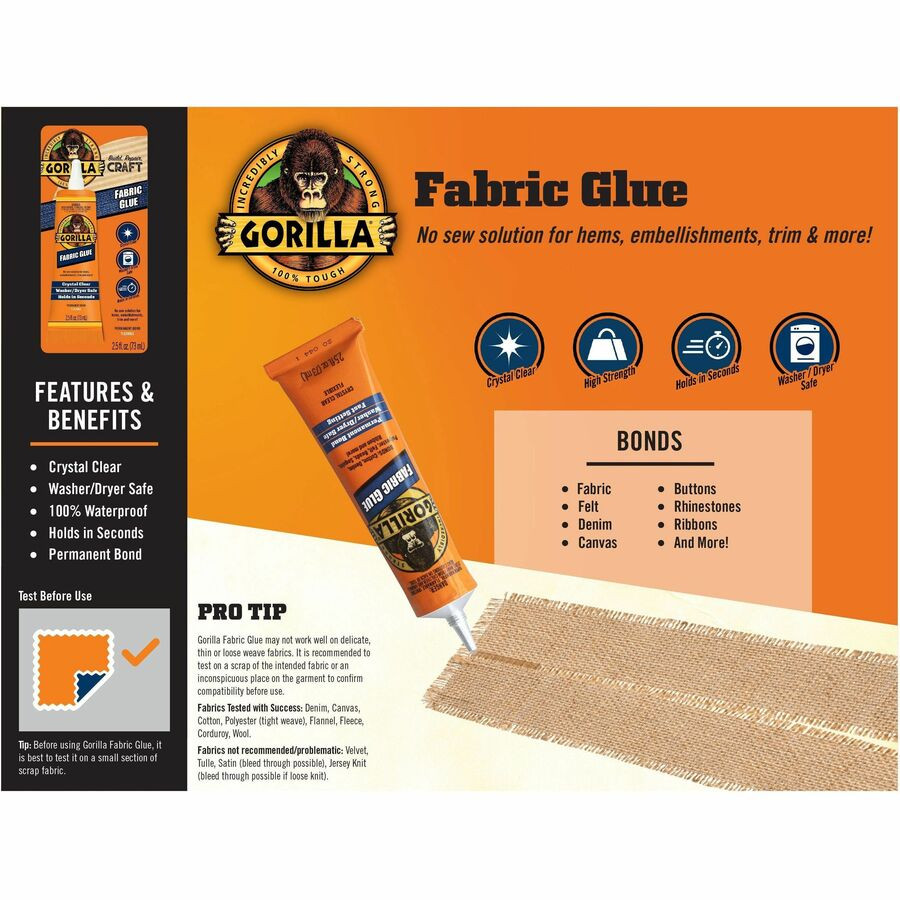 Gorilla Glue, Inc Gorilla Glue 8025501 Gorilla Glue Fabric Glue