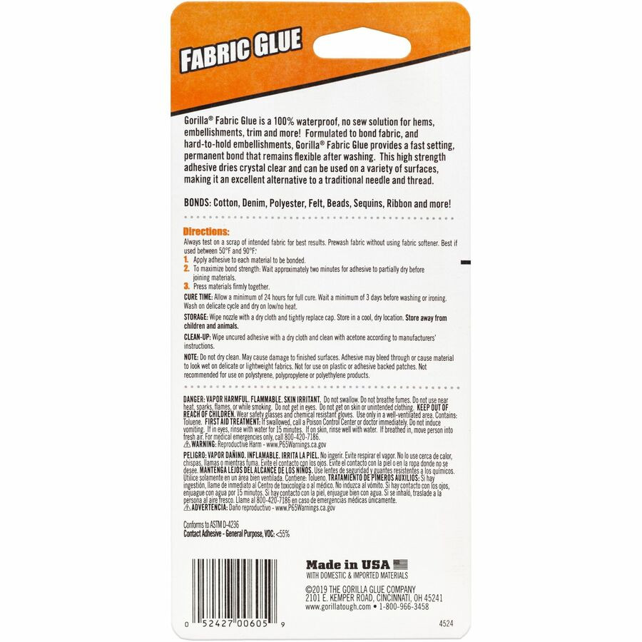Gorilla Glue, Inc Gorilla Glue 8025501 Gorilla Glue Fabric Glue
