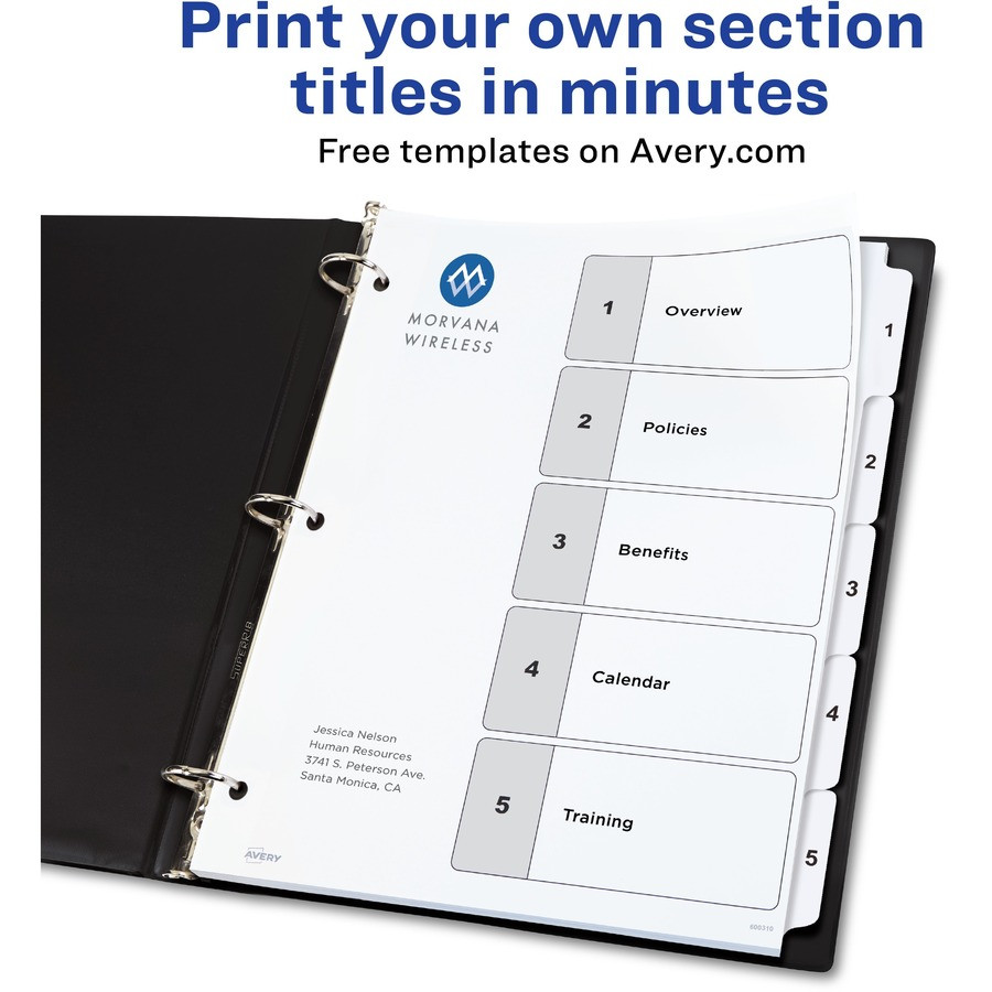 Avery Avery&reg; 11821 Avery&reg; Classification Folder 5-tab TOC Dividers