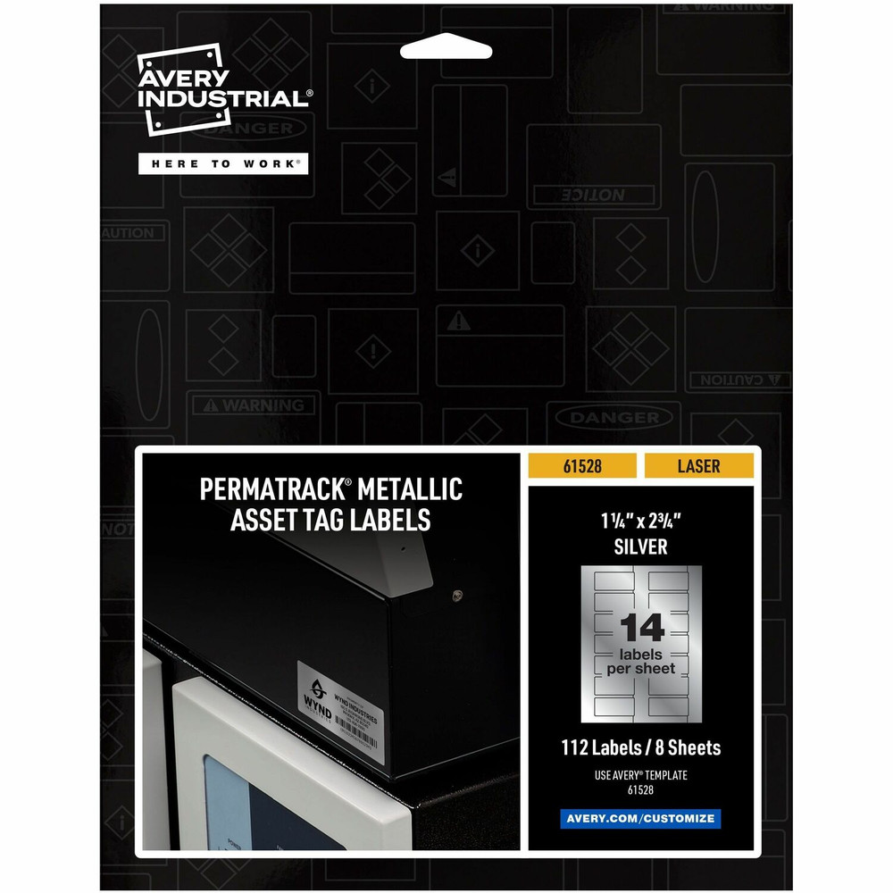 Avery Avery&reg; 61528 Avery&reg; PermaTrack Metallic Asset Tag Labels, 1-1/4" x 2-3/4" , 112 Asset Tags