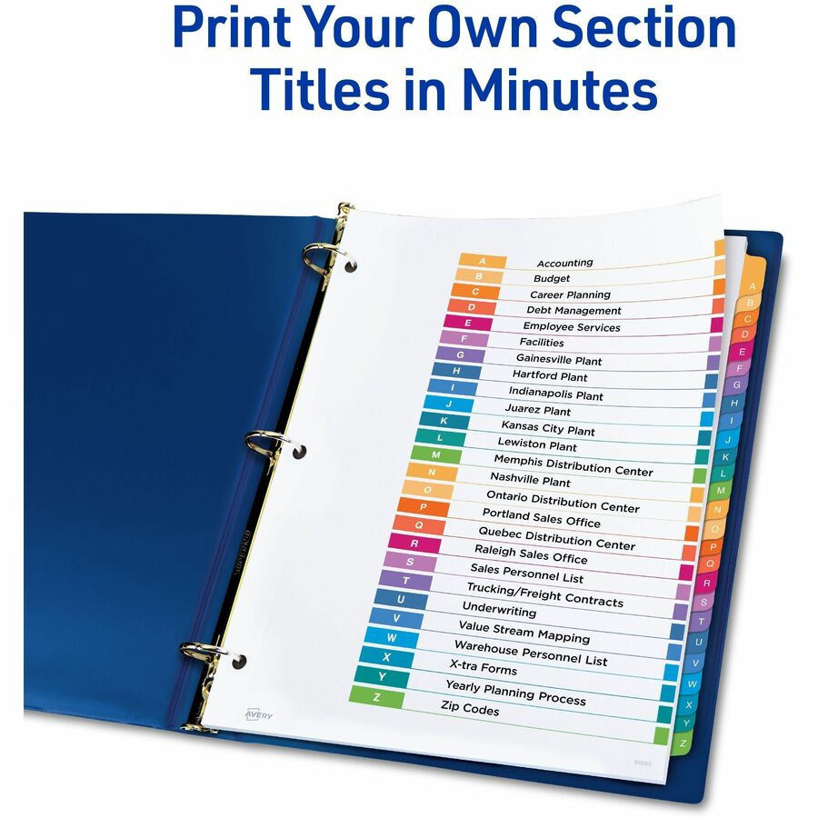 Avery Avery&reg; 11832 Avery&reg; A-Z Customizable Multicolor TOC Dividers