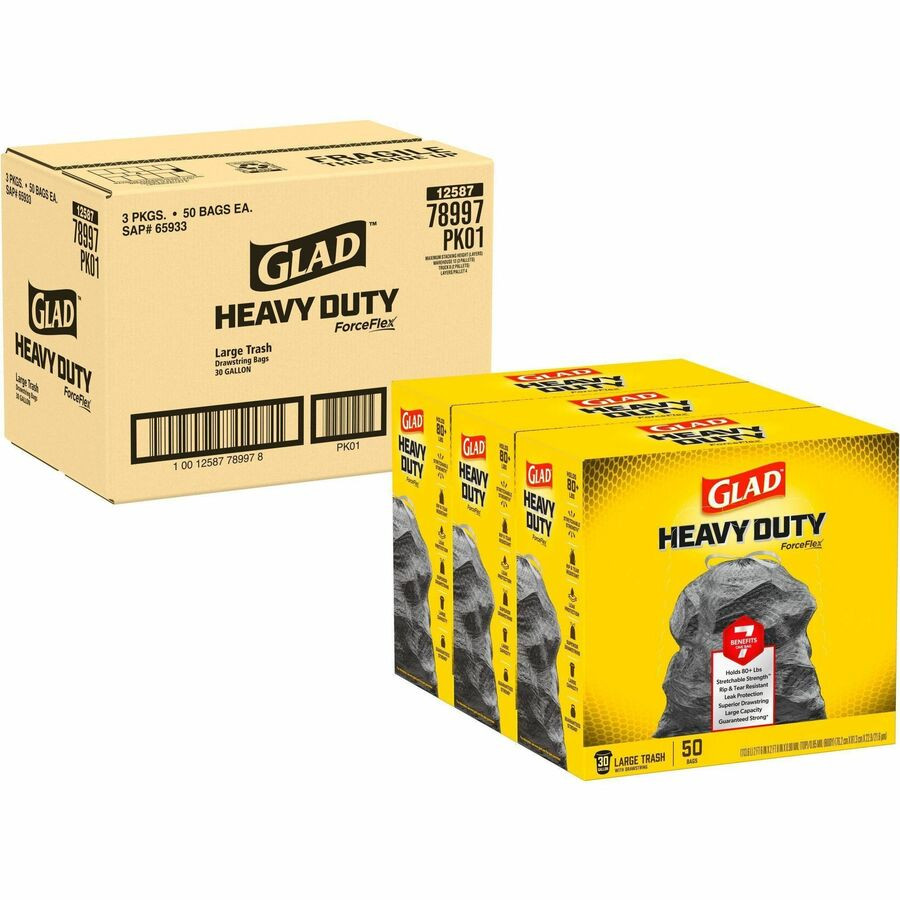 The Clorox Company Glad 78997BD Glad ForceFlexPlus Drawstring Large Trash Bags