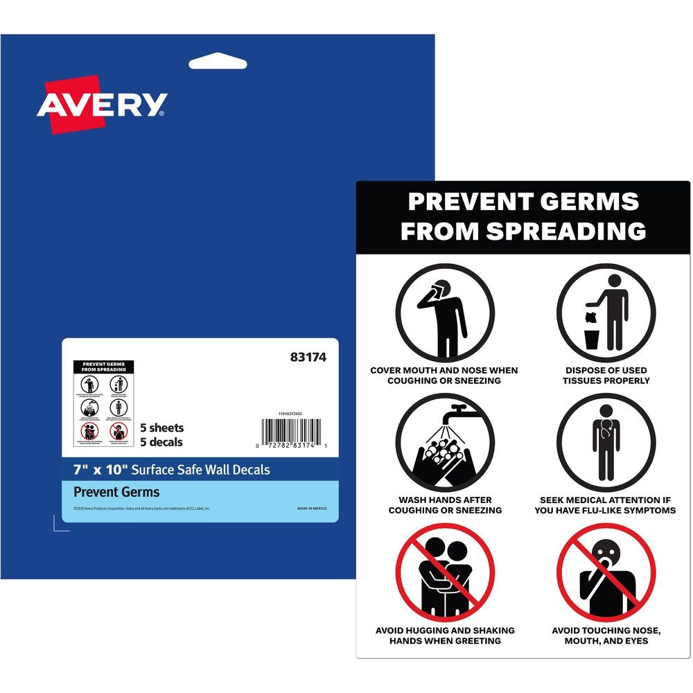 Avery Avery&reg; 83174 Avery&reg; Surface Safe PREVENT GERMS Wall Decals