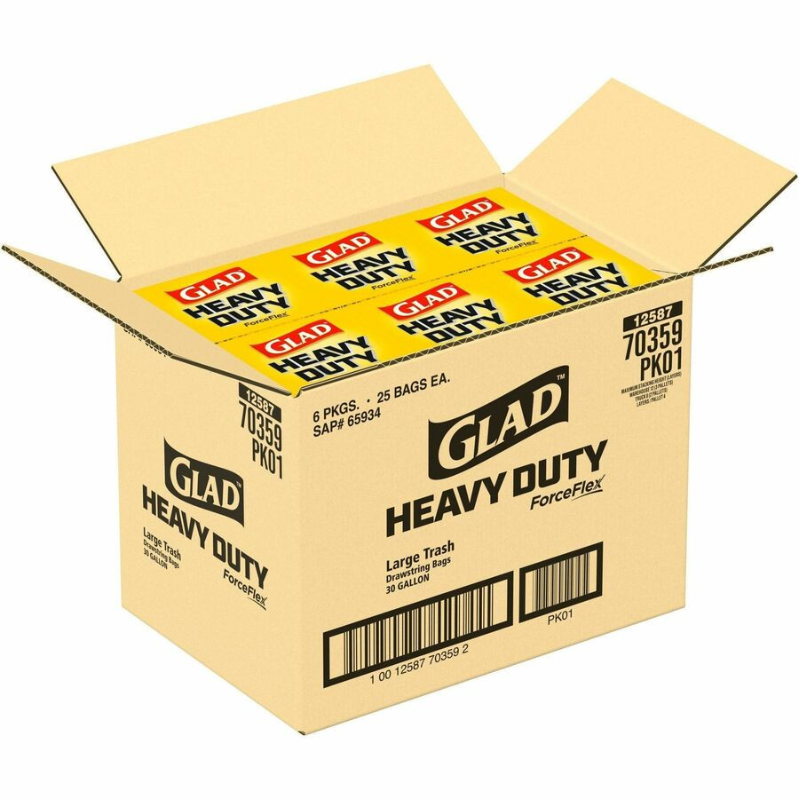The Clorox Company Glad 70359BD Glad ForceFlexPlus Large Drawstring Trash Bags