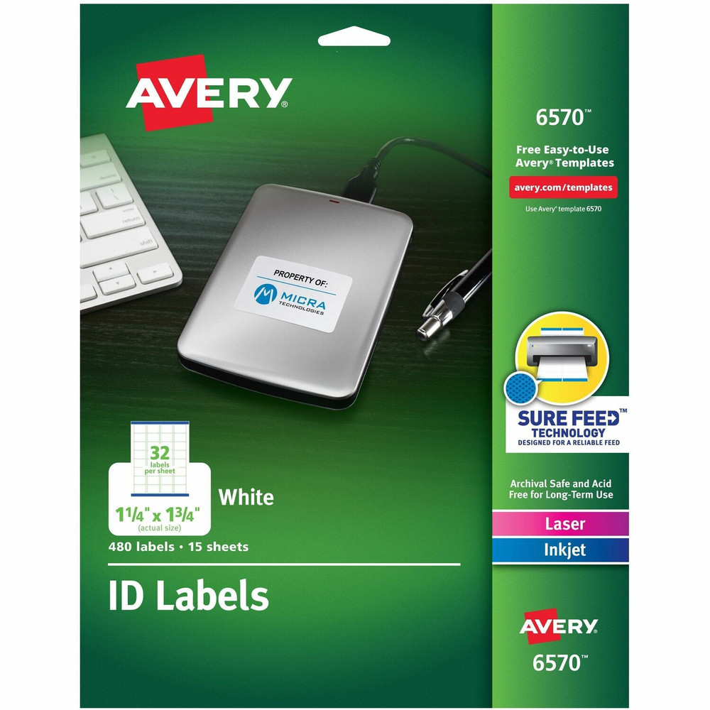 Avery Avery&reg; 6570 Avery&reg; Laser Inkjet Printer Permanent ID Labels