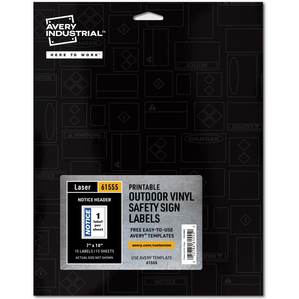 Avery Avery&reg; 61555 Avery&reg; NOTICE Header Self-Adhesive Outdoor Sign