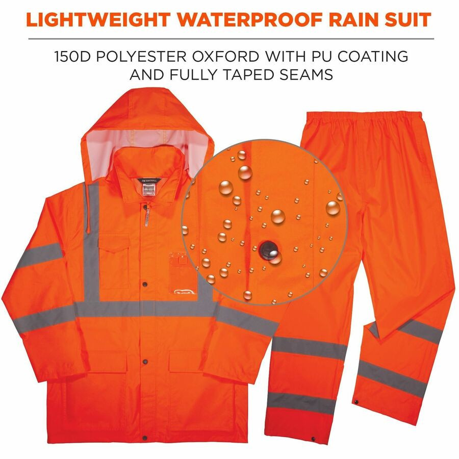 Tenacious Holdings, Inc Ergodyne 25333 Ergodyne GloWear 8376K Hi-Vis Rain Suit Kits