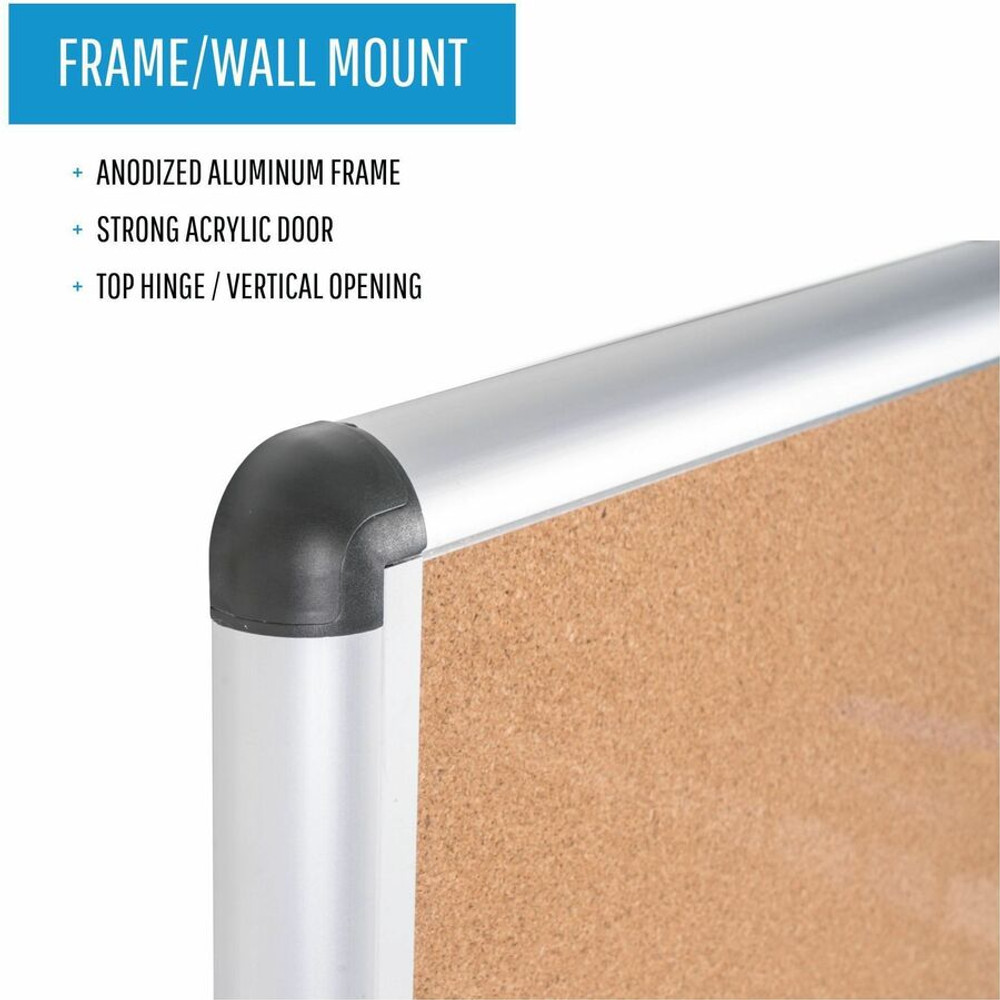 Bi-silque S.A MasterVision VT380101150 MasterVision Enclore Top Hinged Cork Aluminum Indoor Glaze Case