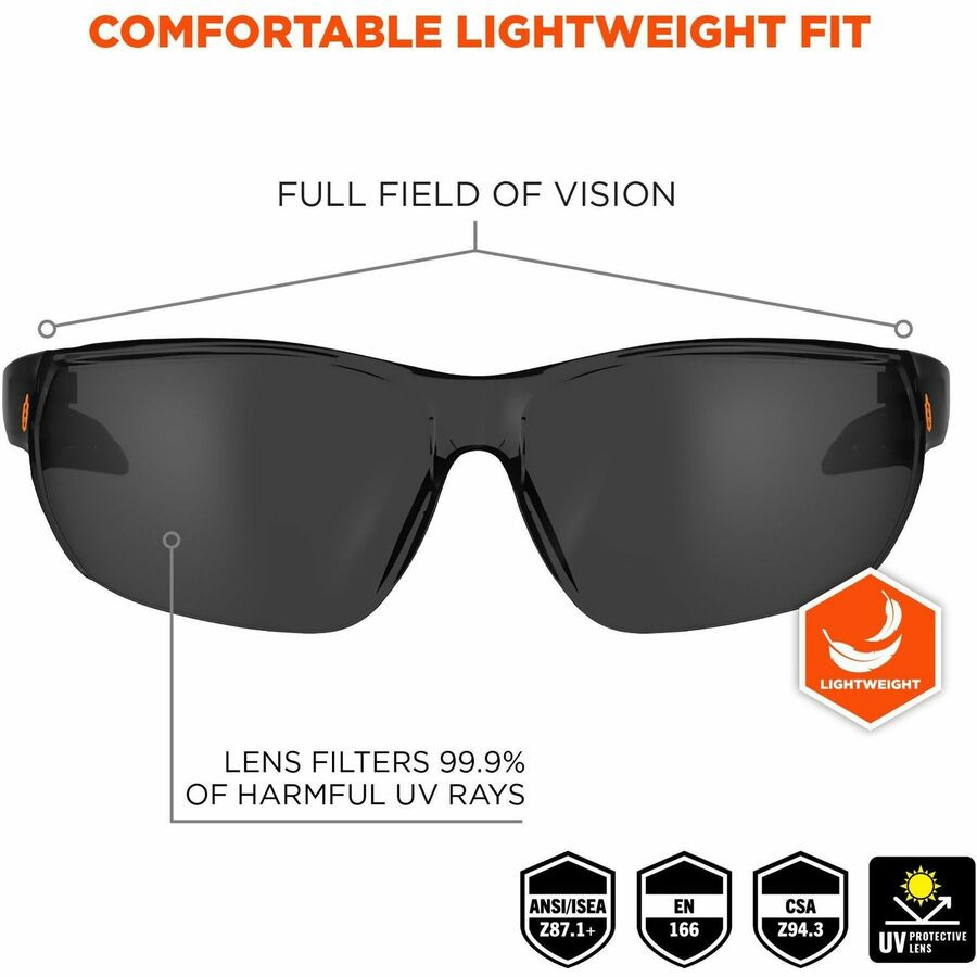 Tenacious Holdings, Inc Ergodyne 59235 Ergodyne Skullerz VALI Anti-Scratch & Enhanced Anti-Fog Safety Glasses, Sunglasses