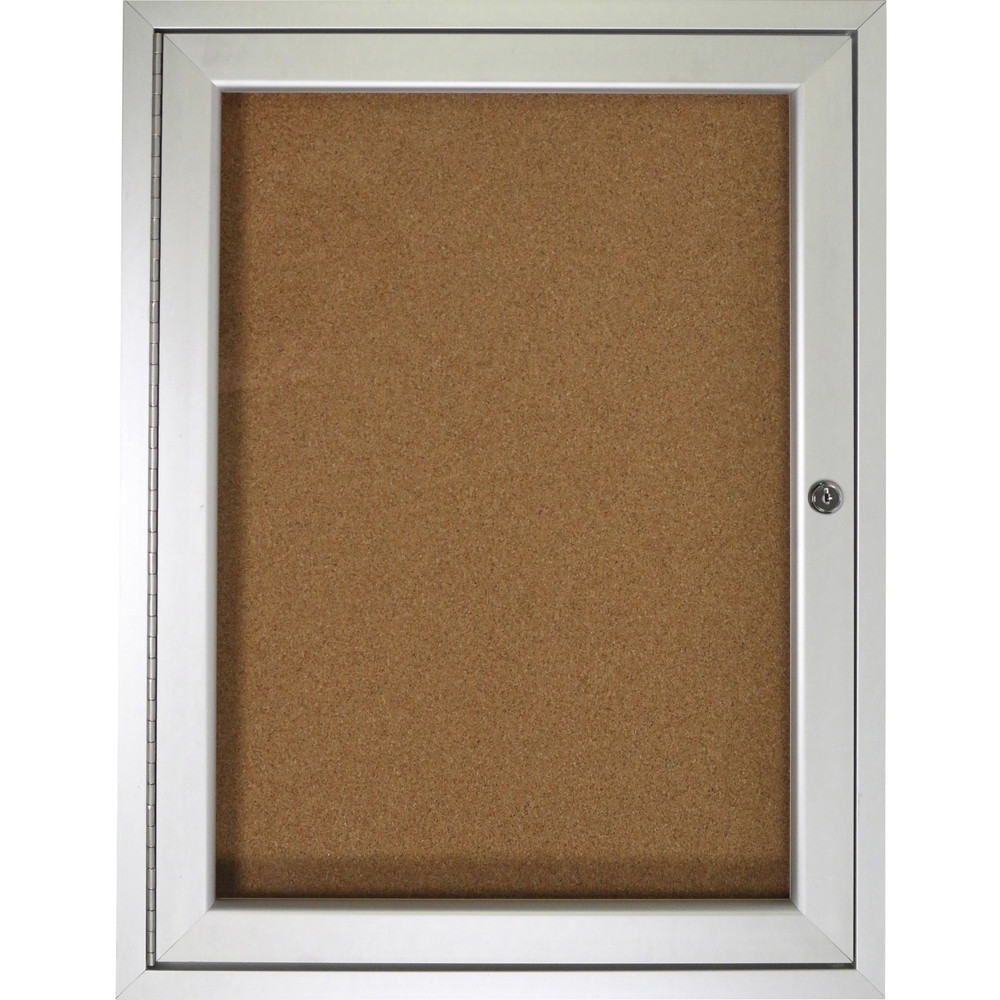 Ghent Manufacturing, Inc Ghent PA13630K Ghent 1 Door Enclosed Natural Cork Bulletin Board with Satin Frame Ghent Manufacturing, Inc Ghent PA13630K Ghent 1 Door Enclosed Natural Cork Bulletin Board with Satin Frame