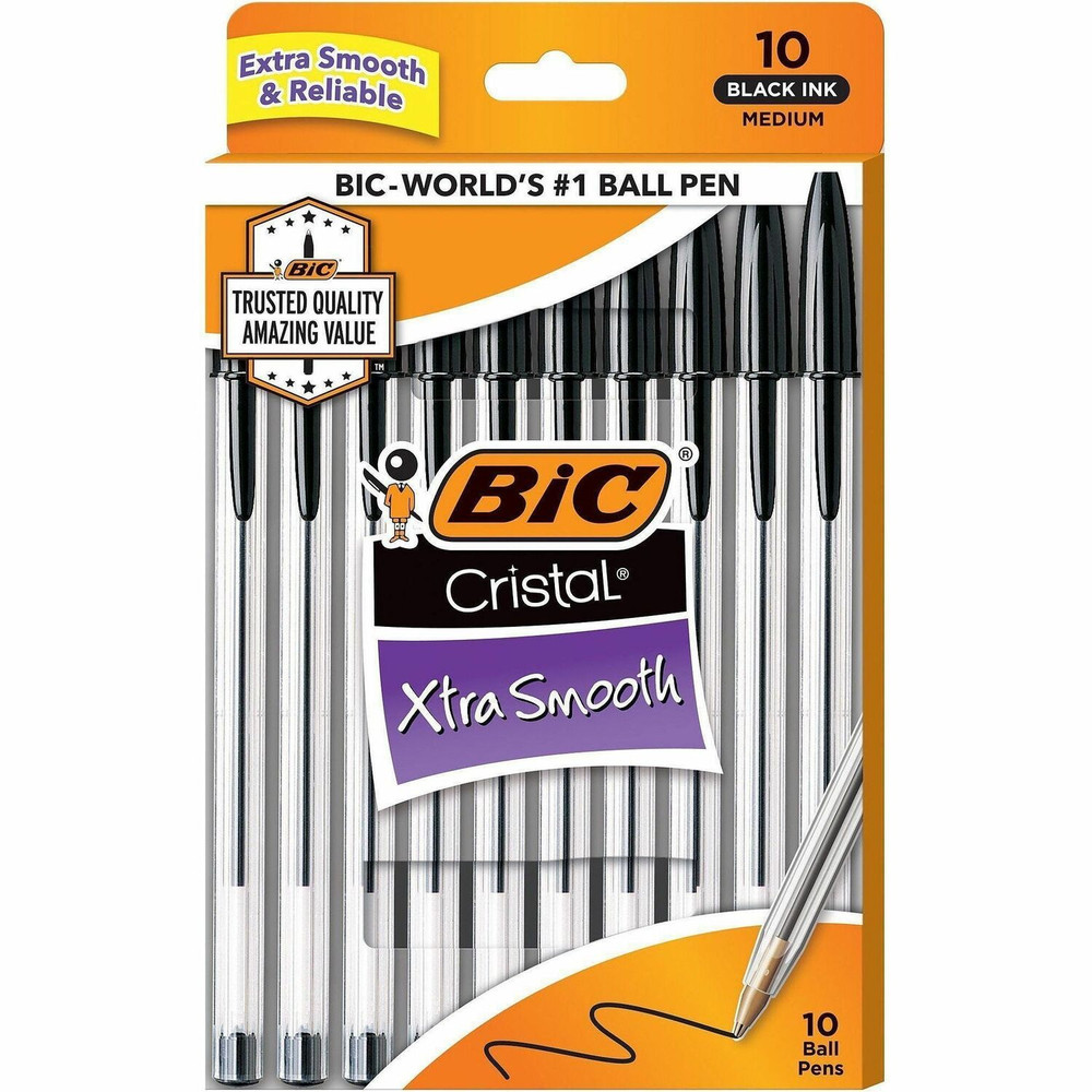 BIC MSP10BK BIC Cristal Ballpoint Stick Pens