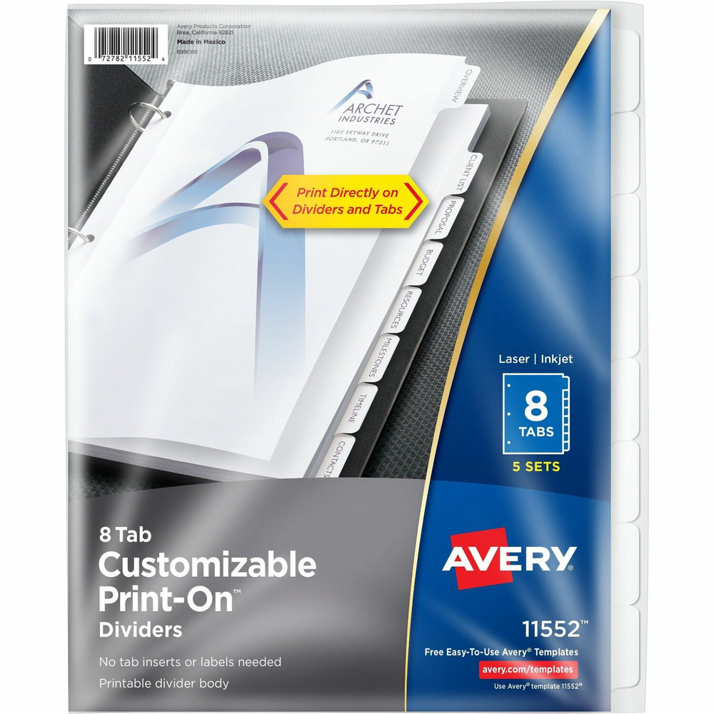 Avery Avery&reg; 11552 Avery&reg; Customizable Print-On Dividers