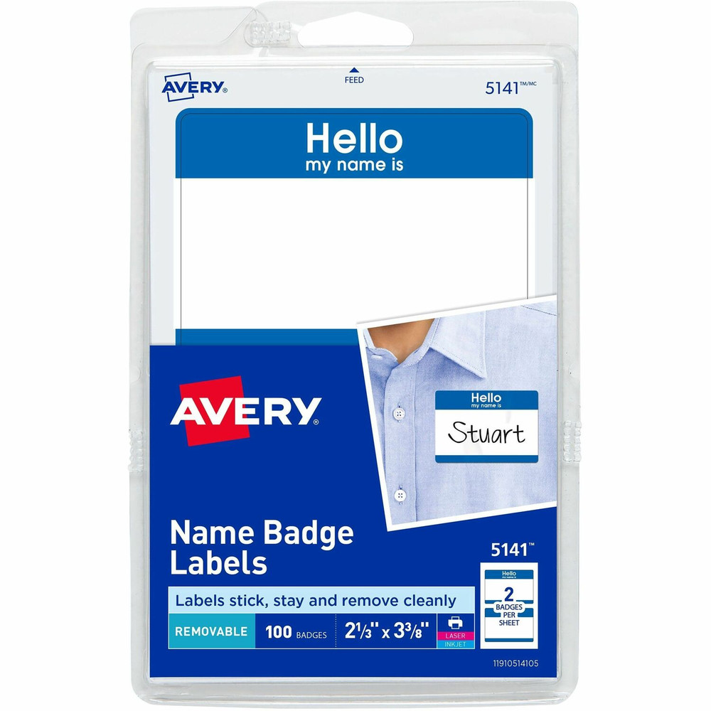Avery Avery&reg; 5141 Avery&reg; Border Print/Write Hello Name Badges