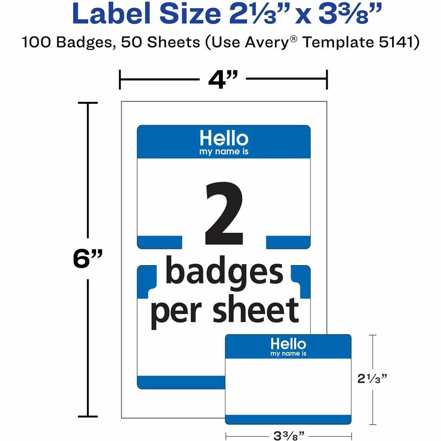 Avery Avery&reg; 5141 Avery&reg; Border Print/Write Hello Name Badges