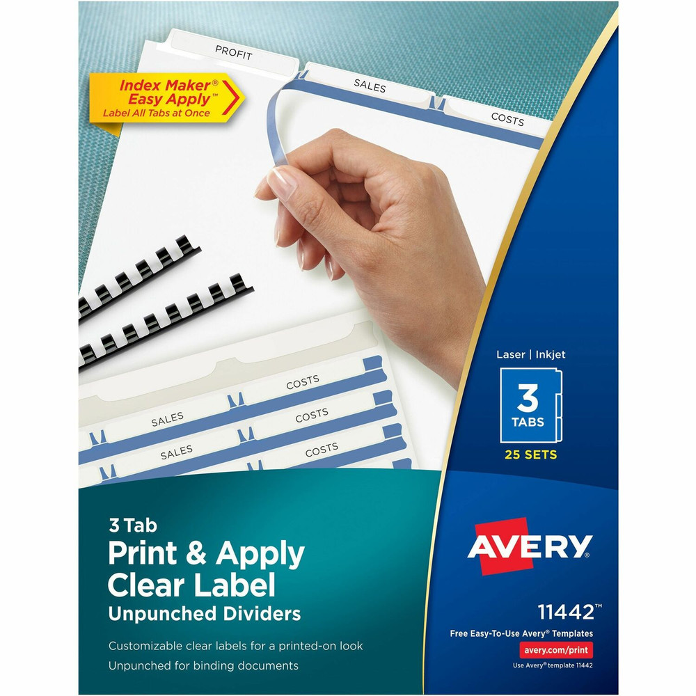 Avery Avery&reg; LSK3UB Avery&reg; Print & Apply Label Unpunched Dividers - Index Maker Easy Apply Label Strip