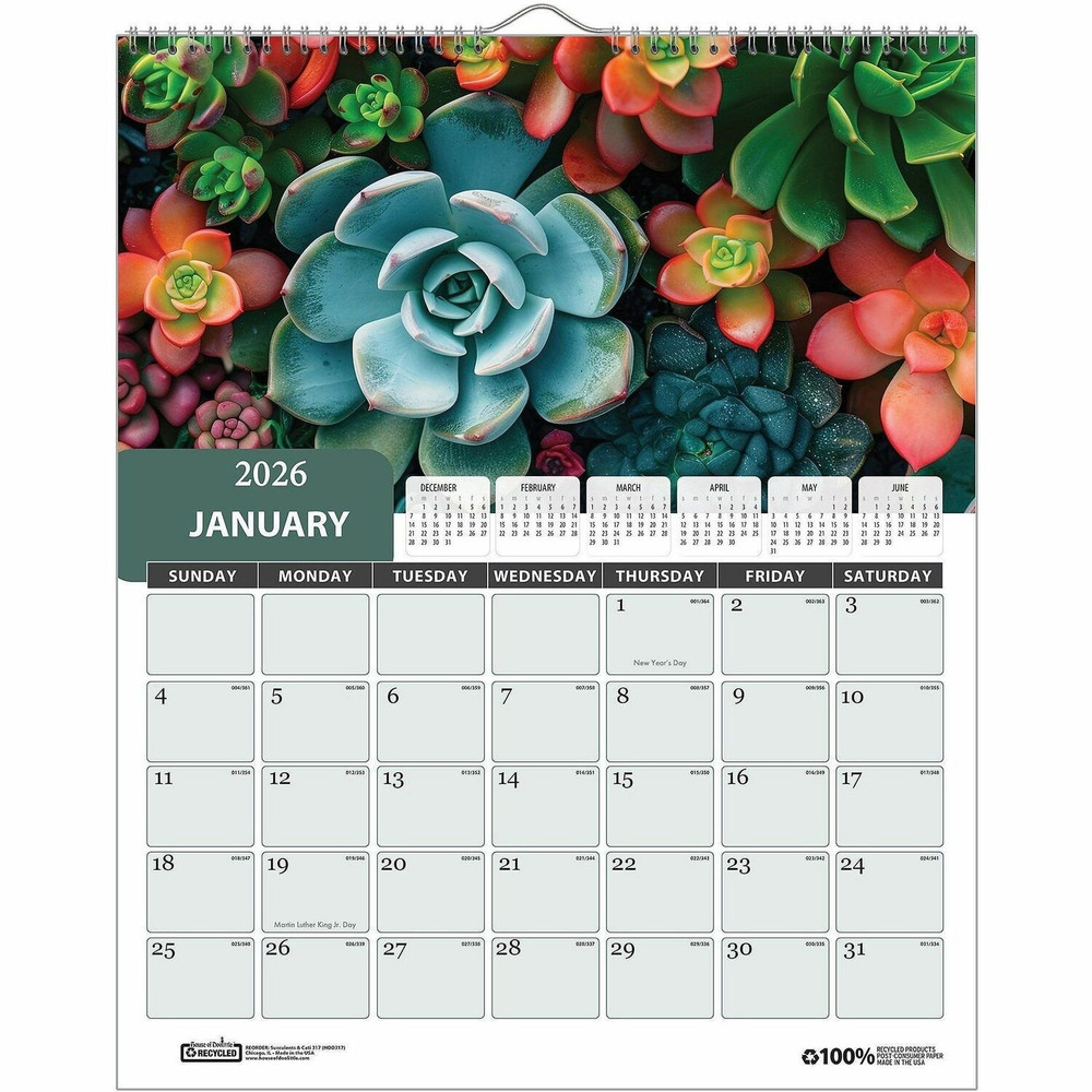 House of Doolittle 317 House of Doolittle Recycled Succulent & Cacti Wall Calendar