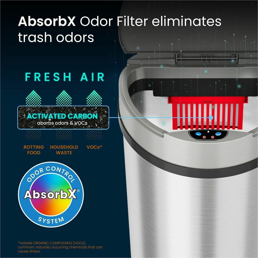 HLS Commercial HLS13HX HLS Commercial 13-Gallon Semi-Round Sensor Trash Can