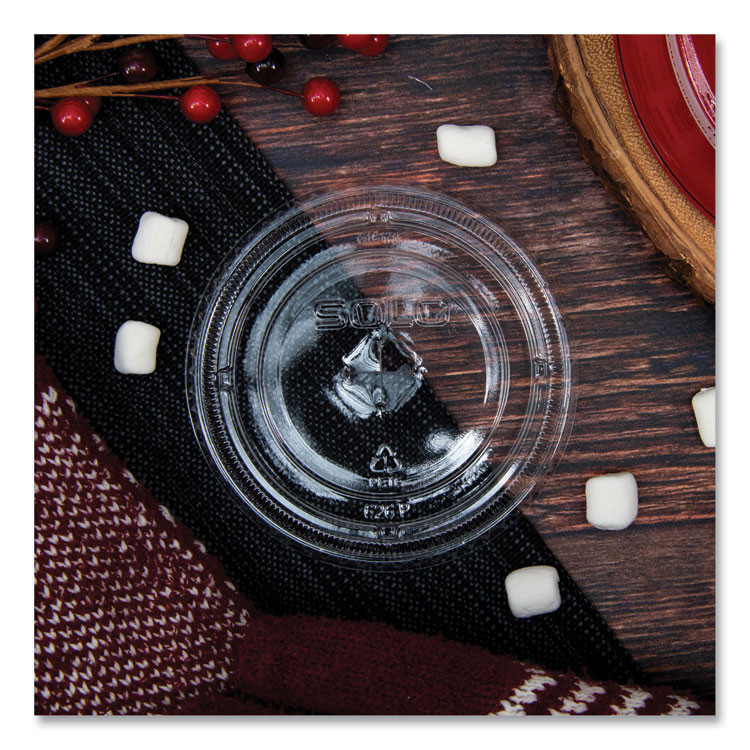 DART SOLO® 626TSCT PETE Flat Straw-Slot Cold Cup Lids, Fits 16 oz to 24 oz Cold Cups, Plastic, Clear, 100/Pack, 10 Packs/Carton