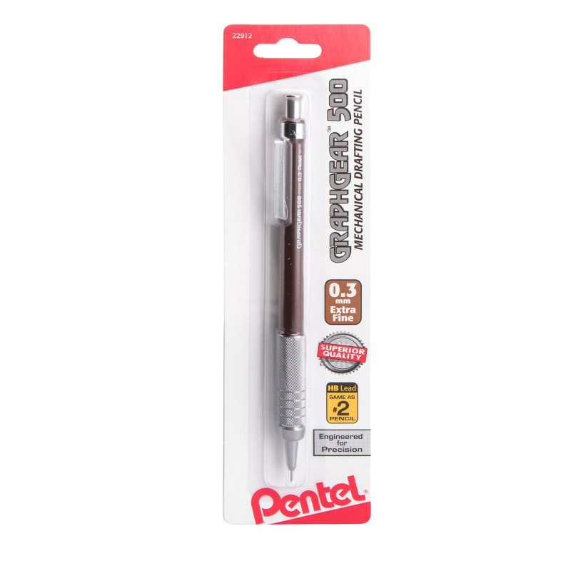 PENTEL OF AMERICA Pentel Arts GraphGear 500 Automatic Drafting Pencil (0.3mm), Brown Barrel , 1 Count