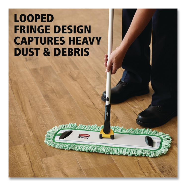 RUBBERMAID COMMERCIAL PROD. Q418GNCT Dust Pad with Fringe, Microfiber, 18" Long, Green, 6/Carton
