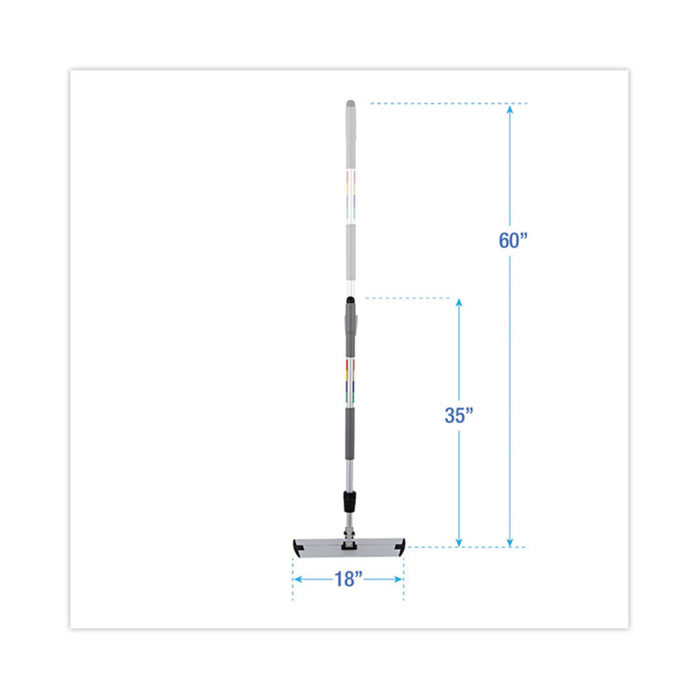 BOARDWALK MFKIT Microfiber Cleaning Kit, 18" Wide Blue/Green Microfiber Head, 35" to 60" Gray Aluminum Handle