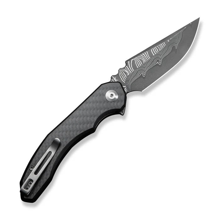 CIVIVI Knives C23050-DS2 Bluetick Flipper Knife Carbon Fiber Overlay On Black G10 Handle