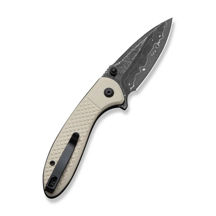 CIVIVI Knives C24031-DS1 Faeger Flipper & Thumb Stud & Button Lock Knife Milled Ivory G10 Handle