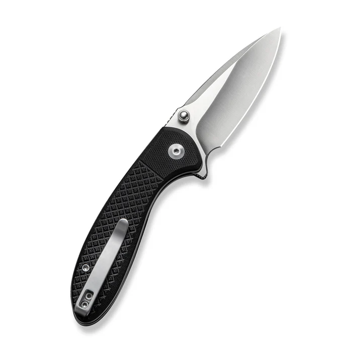 CIVIVI Knives C24031-1 Faeger Flipper & Thumb Stud & Button Lock Knife Milled Black G10 Handle