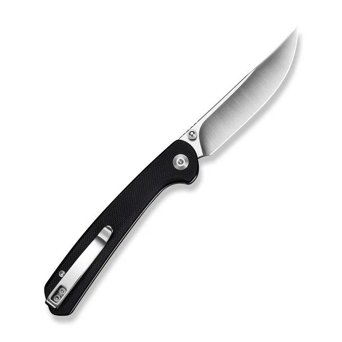 SENCUT S25007-2 Skelfin Thumb Stud & Button Lock Knife Black G10 Handle