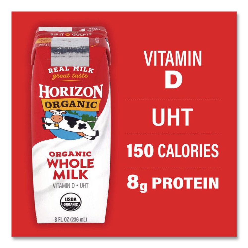 DANONE Horizon Organic 22002680 Shelf-Stable Whole Milk Boxes, 8 oz Box, 18/Carton