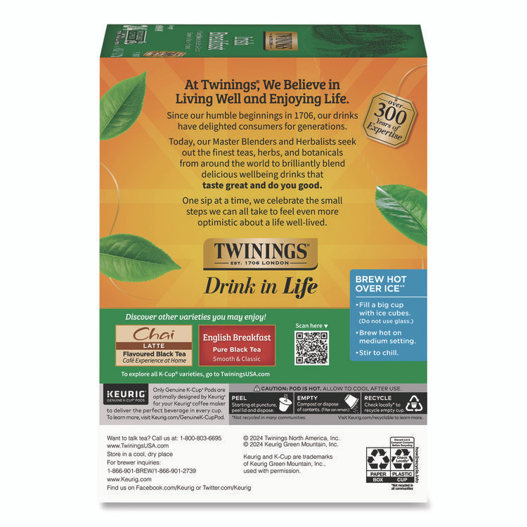 TWININGS NORTH AMERICA INC TNA87303 Tea K-Cups, Irish Breakfast, 0.11 oz, 24/Box