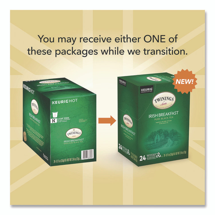 TWININGS NORTH AMERICA INC TNA87303 Tea K-Cups, Irish Breakfast, 0.11 oz, 24/Box