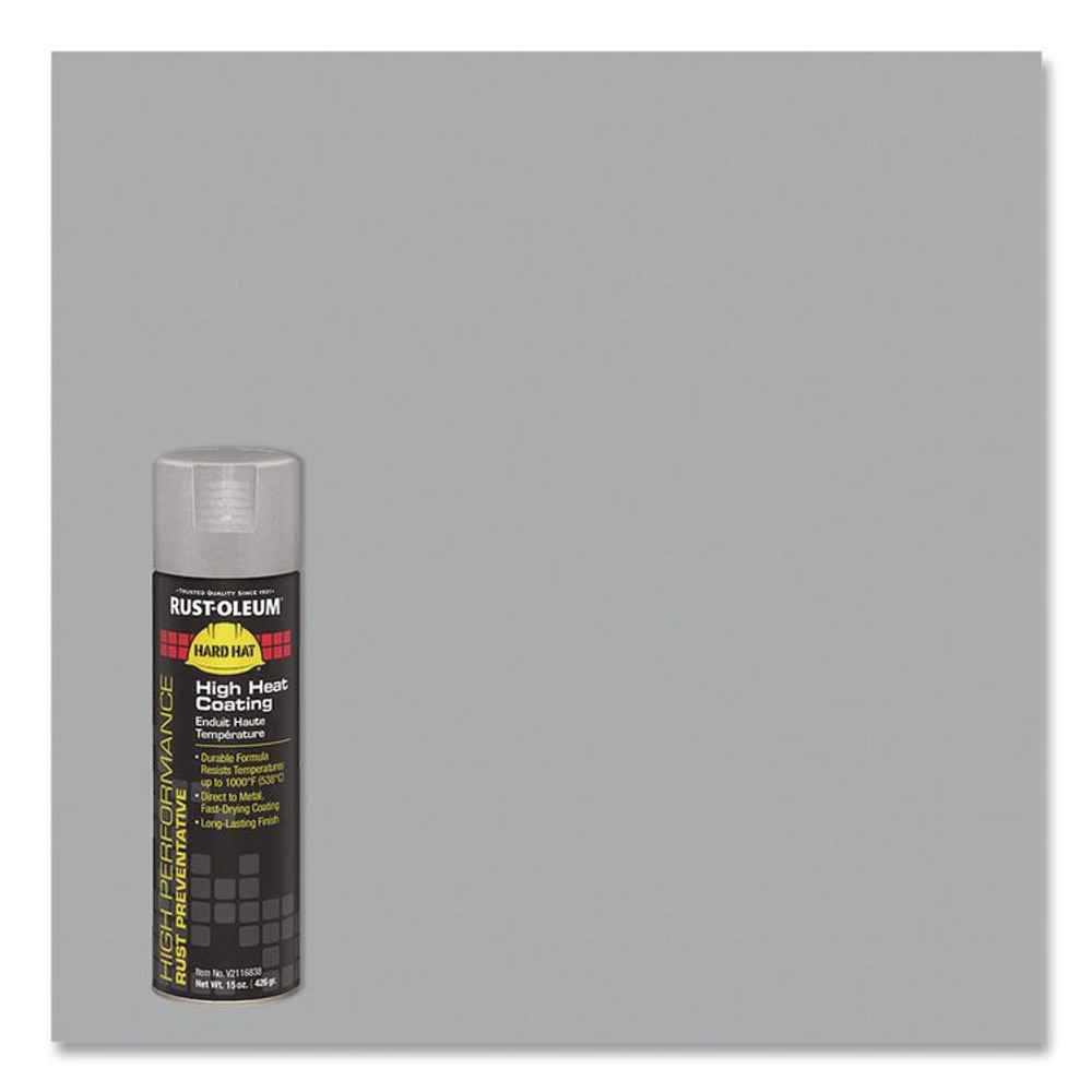 RUST-OLEUM CORPORATION V2116838 Hard Hat High Performance V2100 System Rust Preventive Enamel Spray Paint, Gloss High Heat Aluminum, 15 oz Aerosol Can, 6/CT