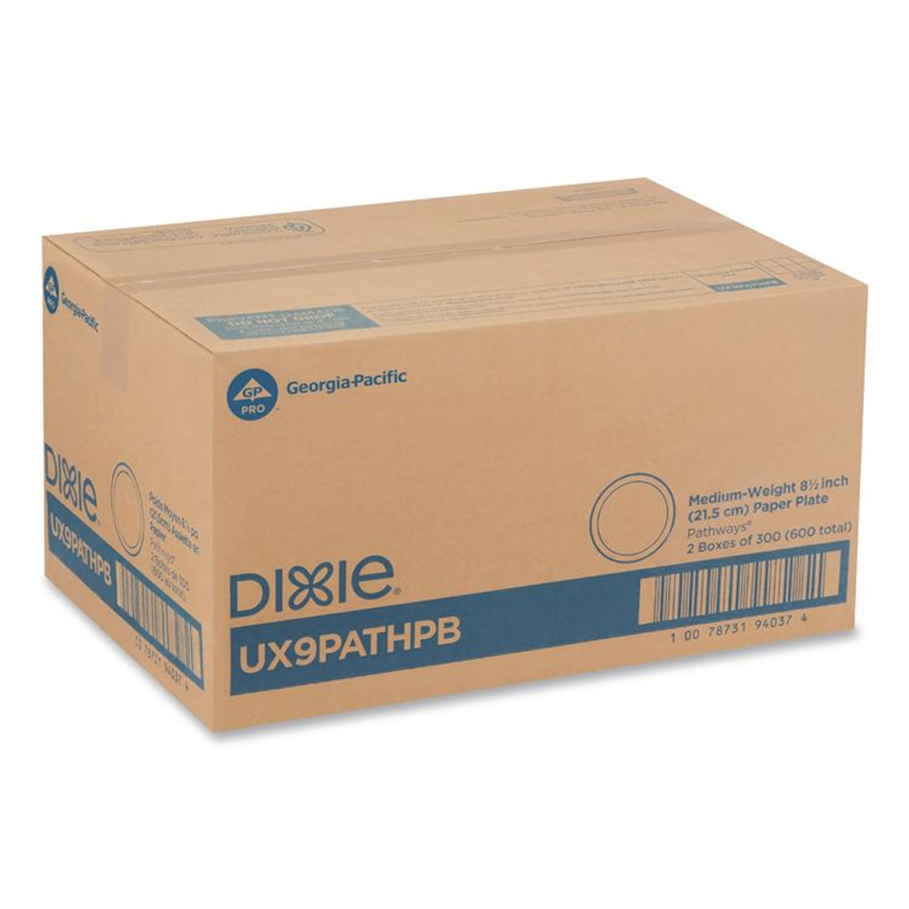GEORGIA PACIFIC Dixie® UX9PATHPB Pathways Medium-Weight Paper Plates, 8.5" dia, Pathways, 300/Box, 2 Boxes/Carton