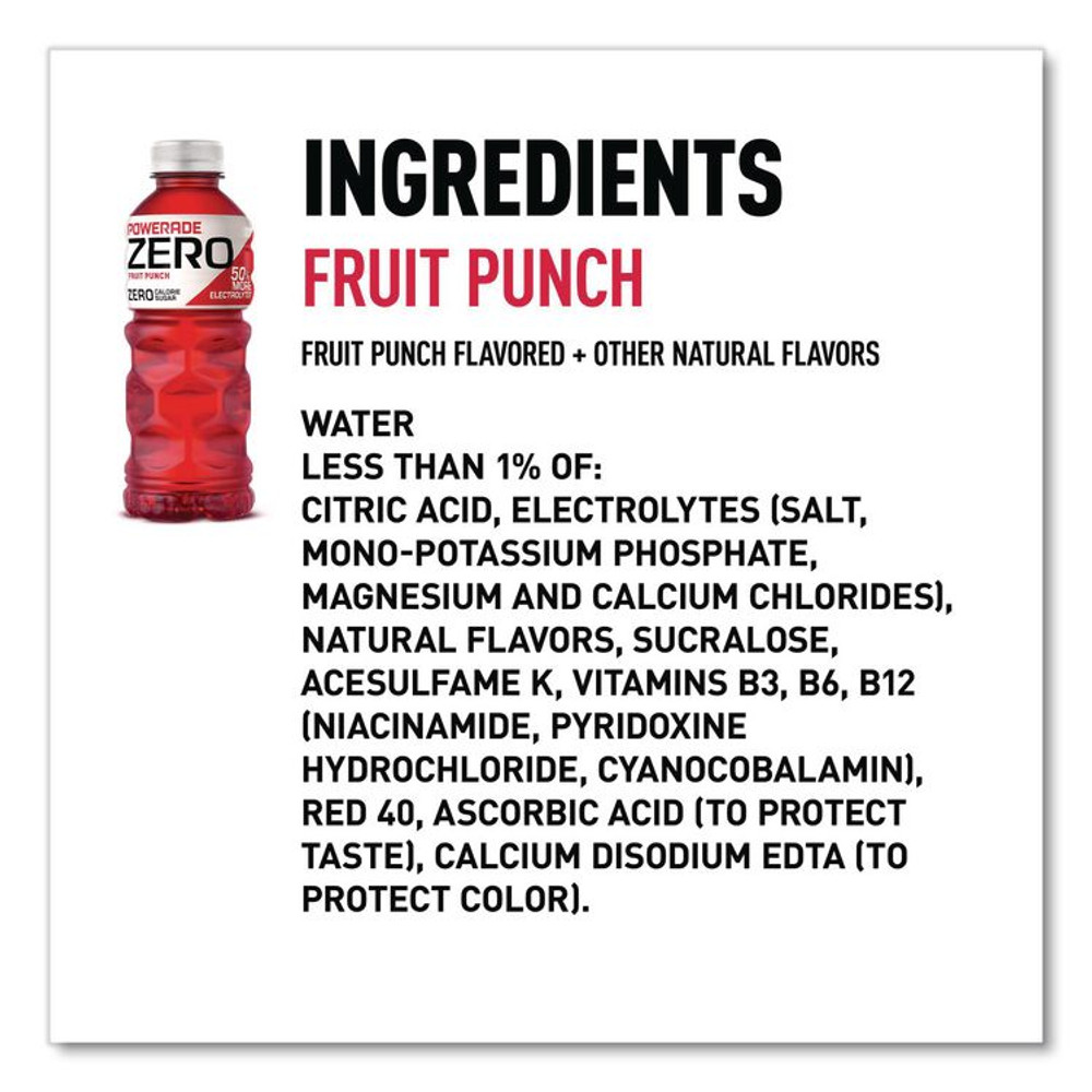 COCA-COLA POWERADE® 22002679 Zero Sports Drink, Assorted Flavors, 20 oz, 24/Carton