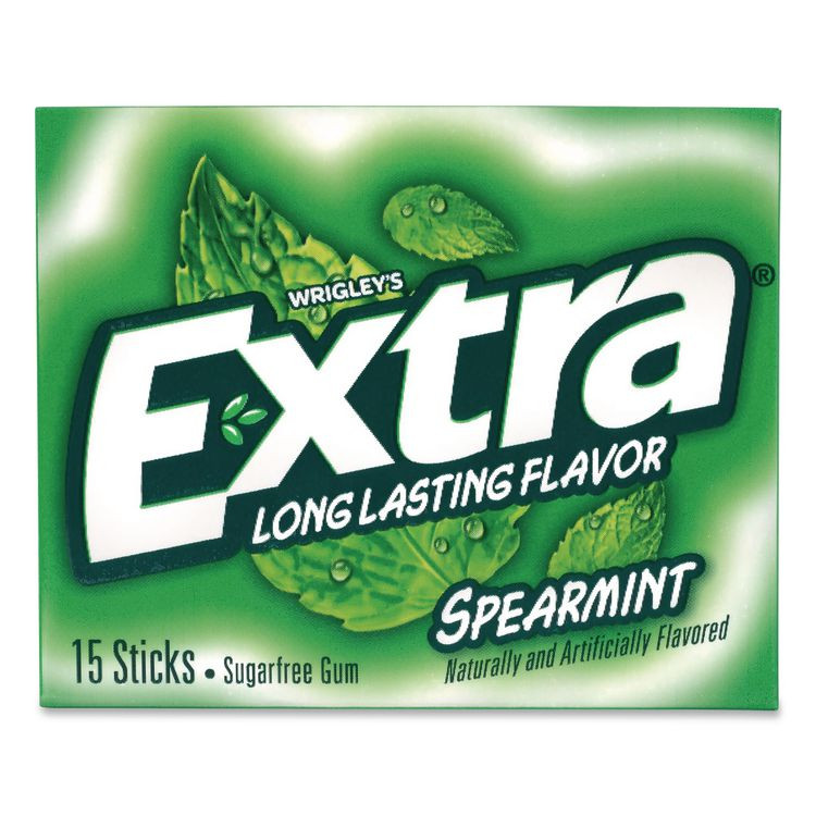 THE WRIGLEY COMPANY Wrigley's® 22002638 Extra Spearmint Sugar-Free Gum, Spearmint, 15 Sticks/Pack, 10 Packs/Carton