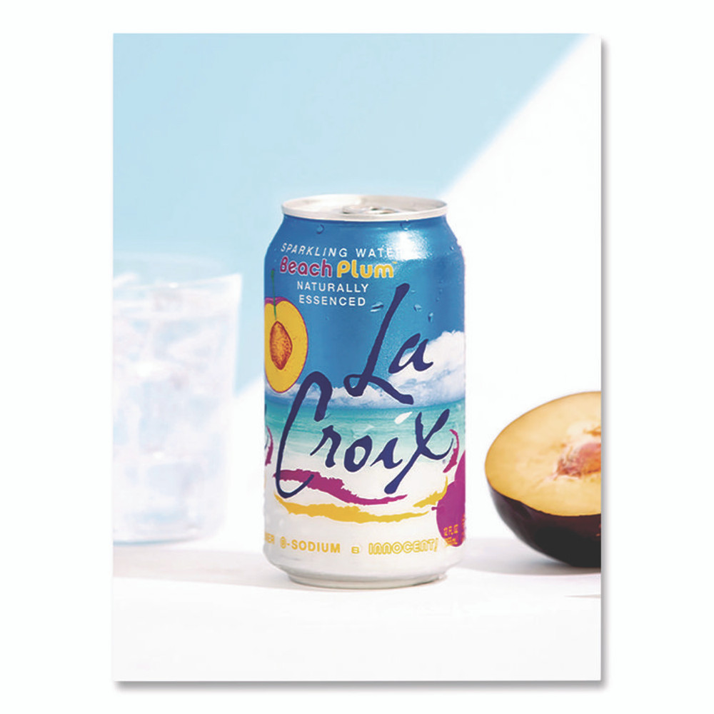 NATIONAL BEVERAGE CORP. LaCroix® NAV40114 Sparkling Water, Beach Plum, 12 oz Can, 12 Cans/Pack, 2 Packs/Carton