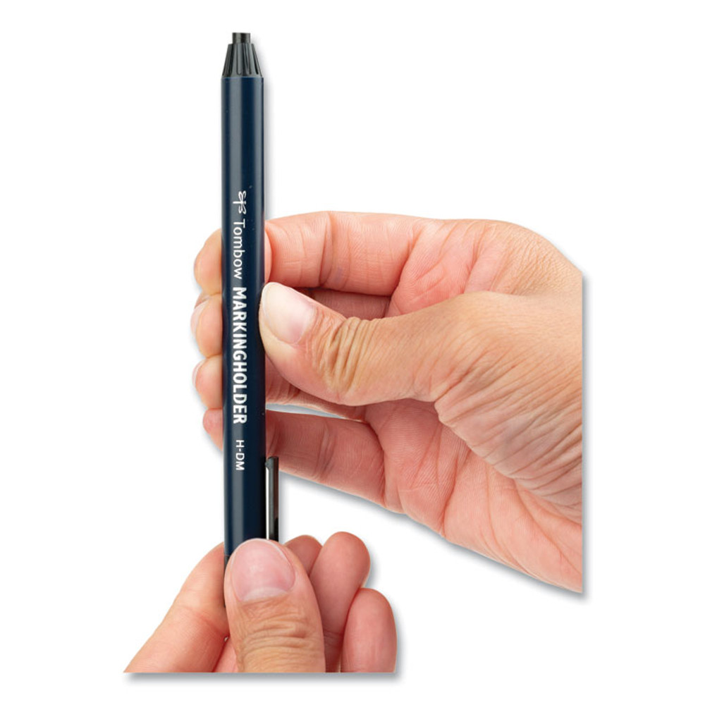 AMERICAN TOMBOW INC. 51538 Wax-Based Marking Pencil, Twist-Advance, 4.4 mm, Black Marks, Navy Blue Barrel, 10/Box