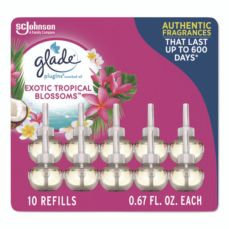 SC JOHNSON Glade® 353730 Plugin Scented Oil Refill, Exotic Tropical Blossoms, 0.67 oz, 10/Pack