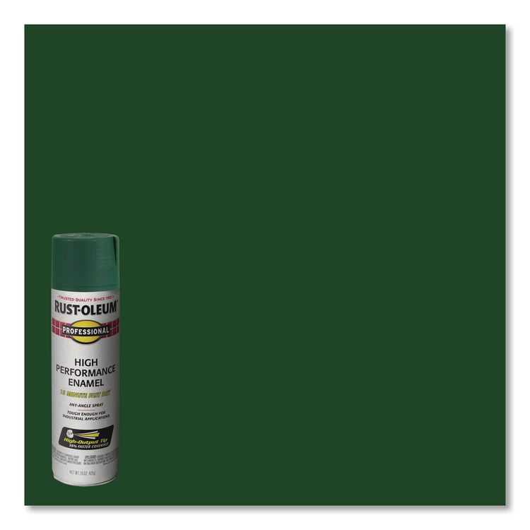 RUST-OLEUM CORPORATION 7538838 Professional Spray Paint, Gloss Hunter Green, 15 oz Aerosol Can, 6/Carton