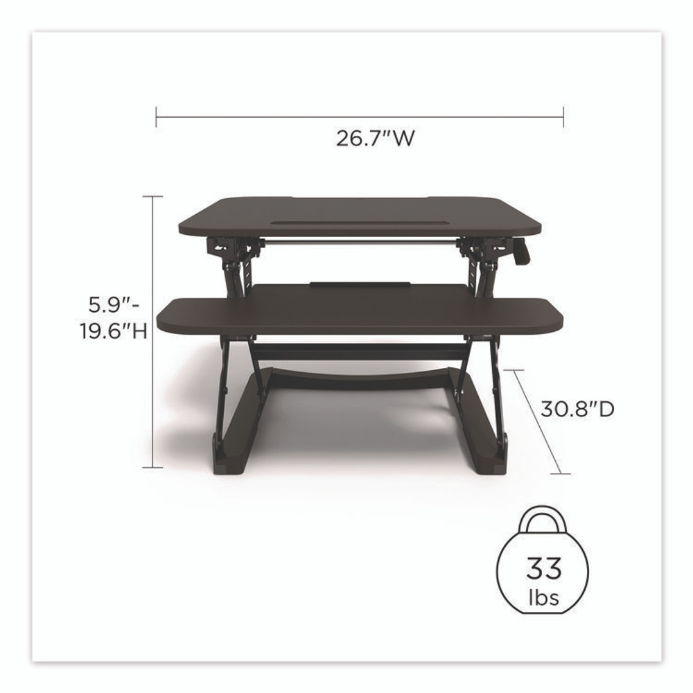 UNION & SCALE UN44901 FlexFit Manual Adjustable Desk Converter, 26.7 x 30.8 x 5.9 to 19.6, Black