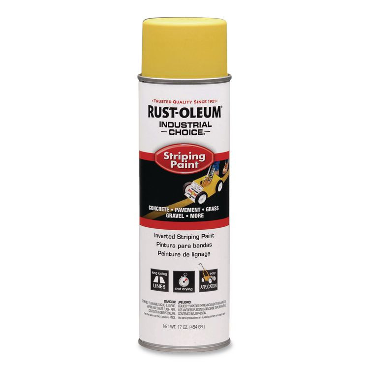 RUST-OLEUM CORPORATION 1648838V Industrial Choice S1600 System Inverted Striping Paint, Flat Yellow, 18 oz Aerosol Can, 6/Carton