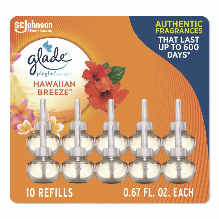SC JOHNSON Glade® 353728 Plugin Scented Oil Refill, Hawaiian Breeze, 0.67 oz, 10/Pack