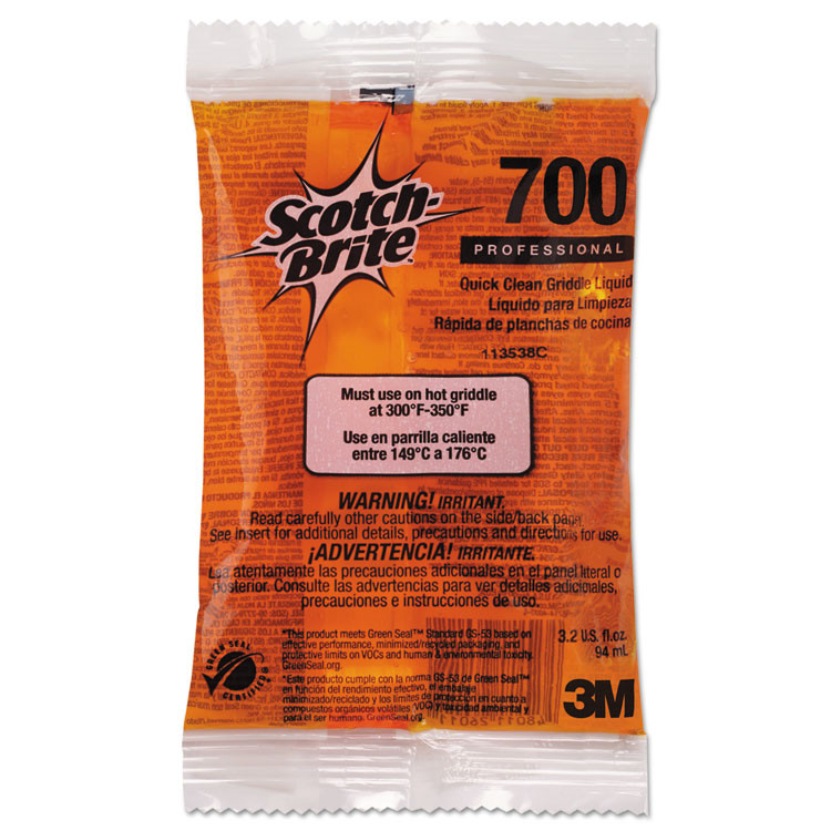 3M/COMMERCIAL TAPE DIV. Scotch-Brite™ PROFESSIONAL 29603 Quick Clean Griddle Liquid, 3.2 oz Packet, 40/Carton