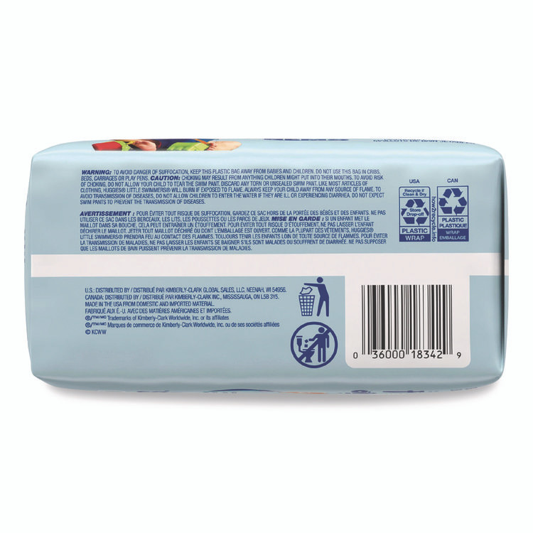 KIMBERLY CLARK Huggies® 18342 Little Swimmers, Size 4, Baby Weight 24 lbs to 34 lbs, Blue, 11/Pack, 8 Packs/Carton