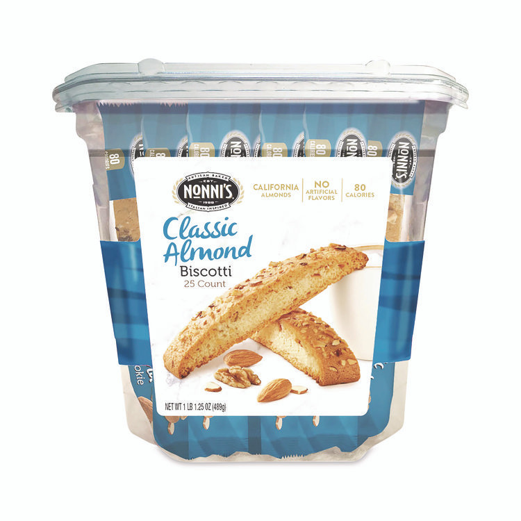 NONNI'S NSD197721 Biscotti, Classic Almond, 0.69 oz Individually Wrapped, 25/Pack